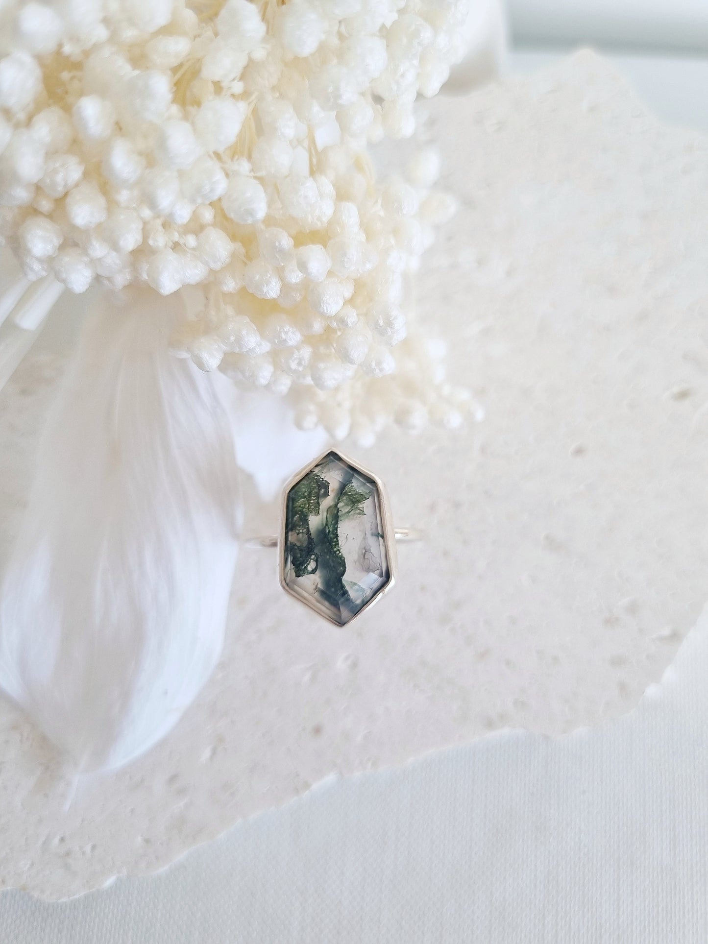 Moss Agate Ring | Size 8