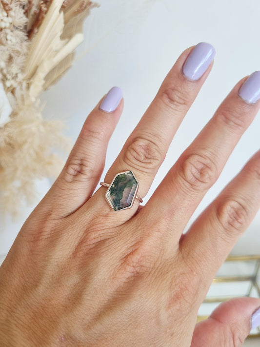 Moss Agate Ring | Size 8