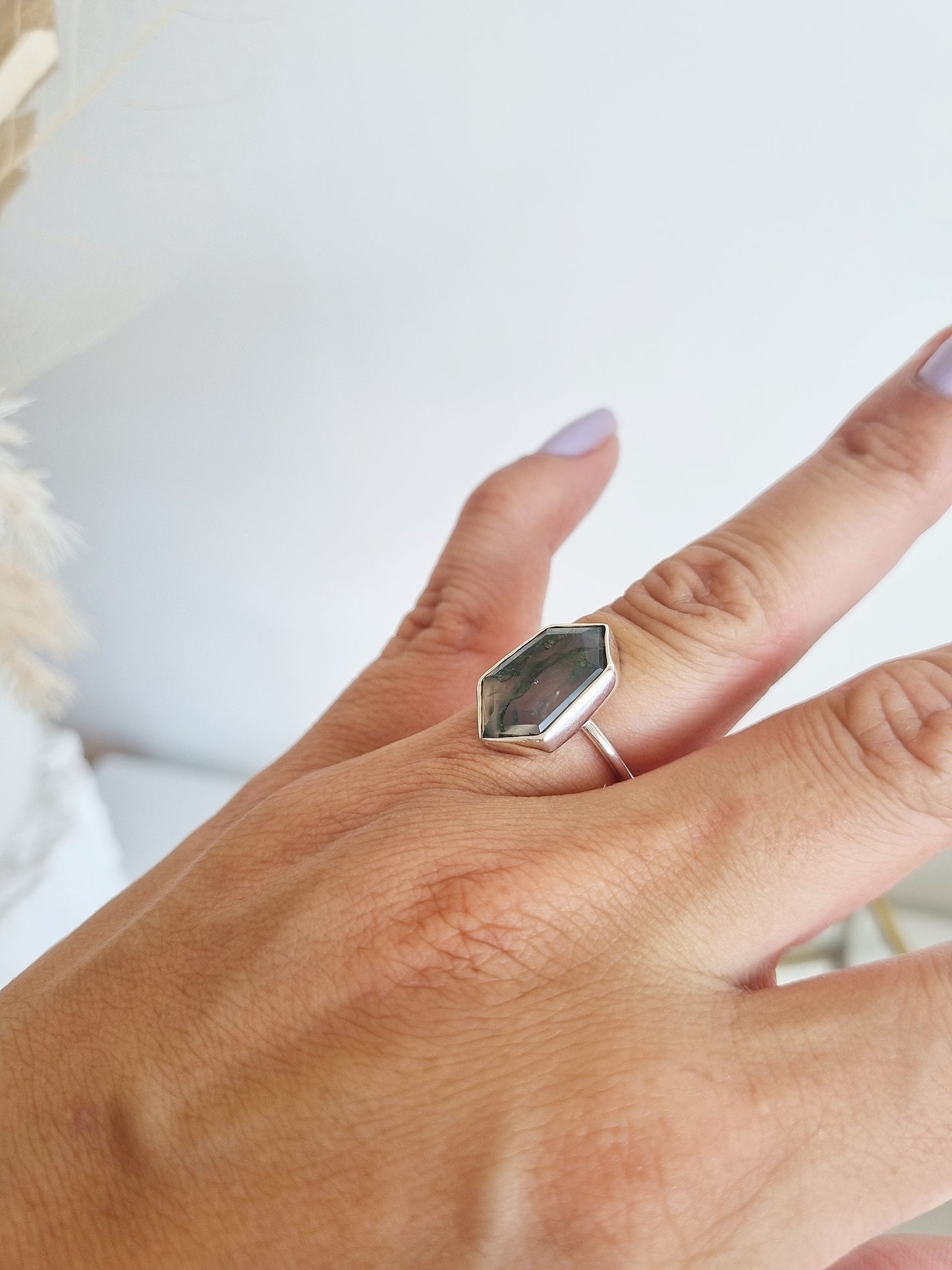 Moss Agate Ring | Size 8