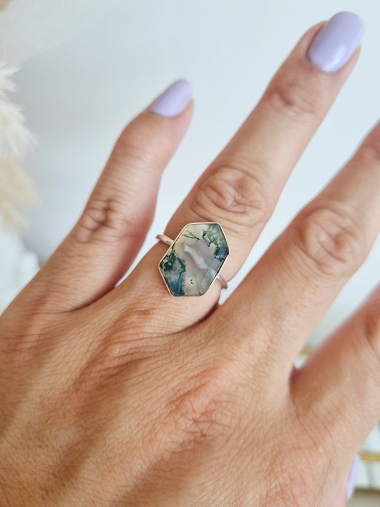 Moss Agate Ring | Size 8