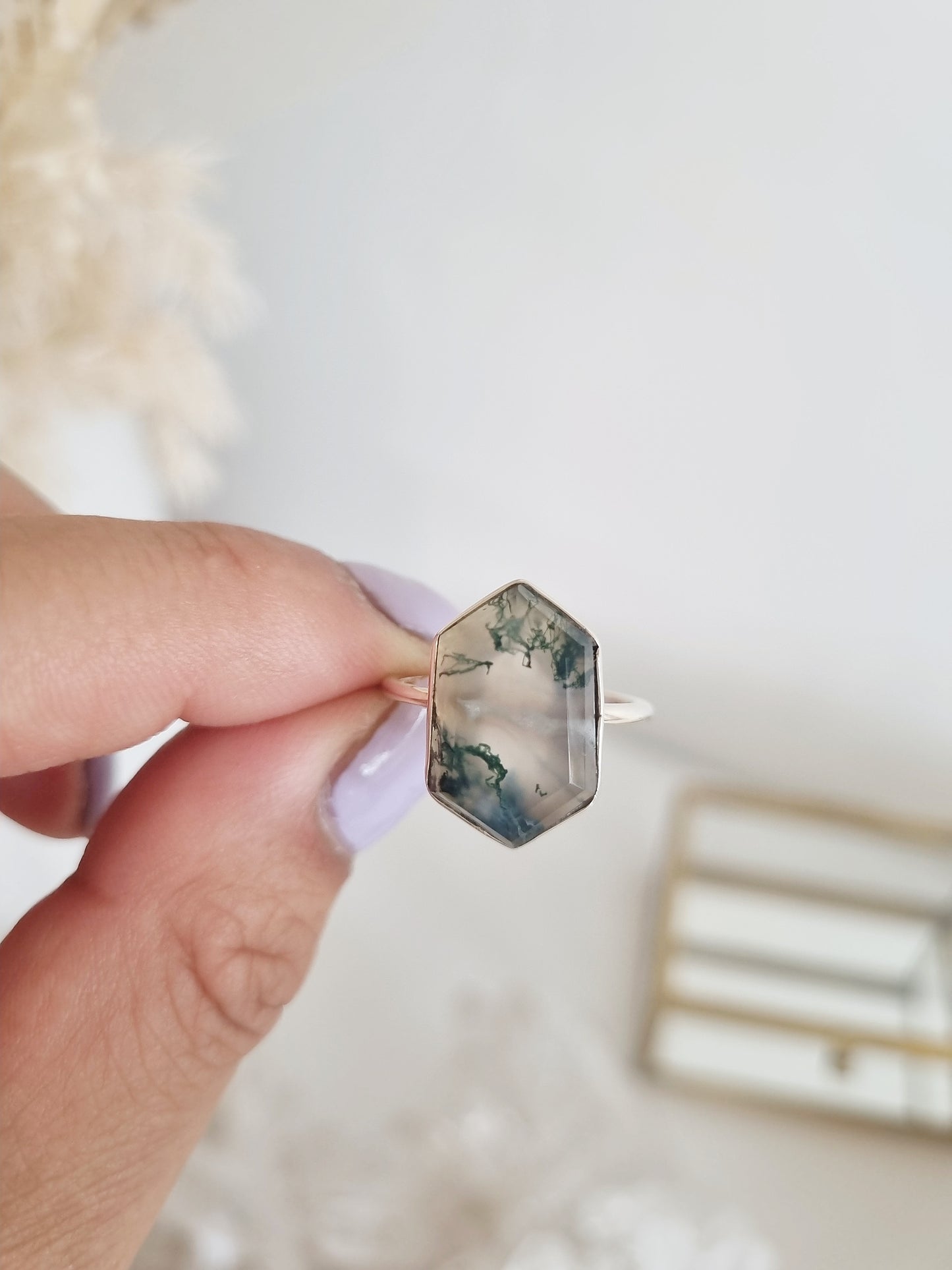 Moss Agate Ring | Size 8