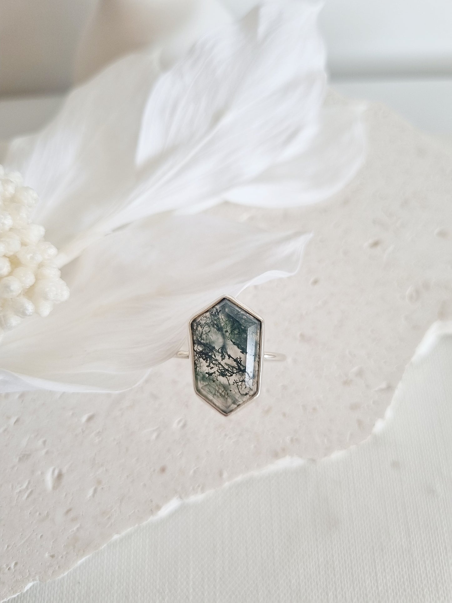 Moss Agate Ring | Size 8