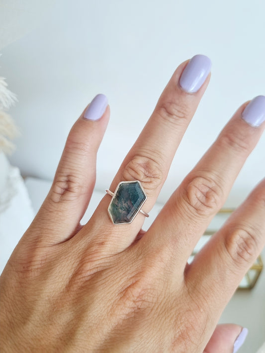 Moss Agate Ring | Size 8