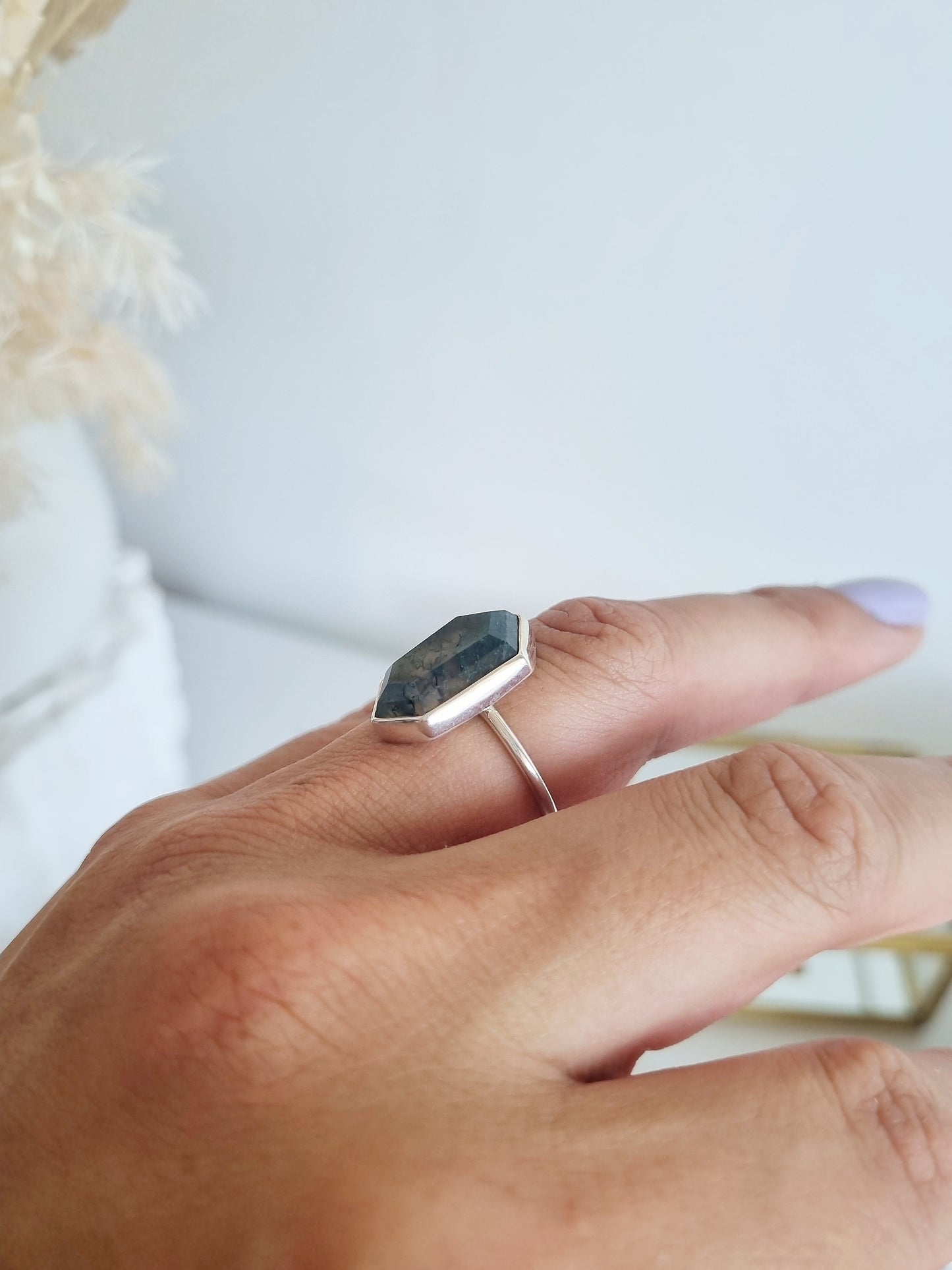 Moss Agate Ring | Size 8
