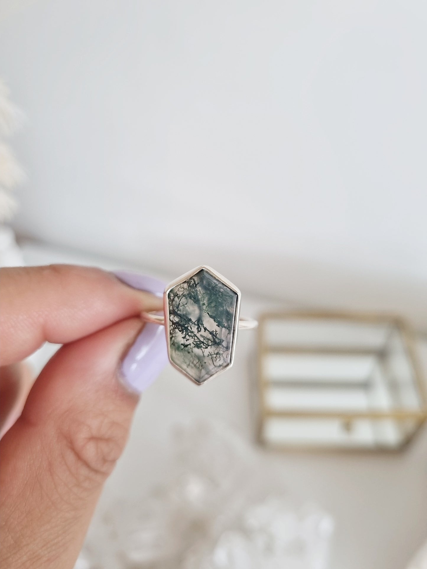 Moss Agate Ring | Size 8