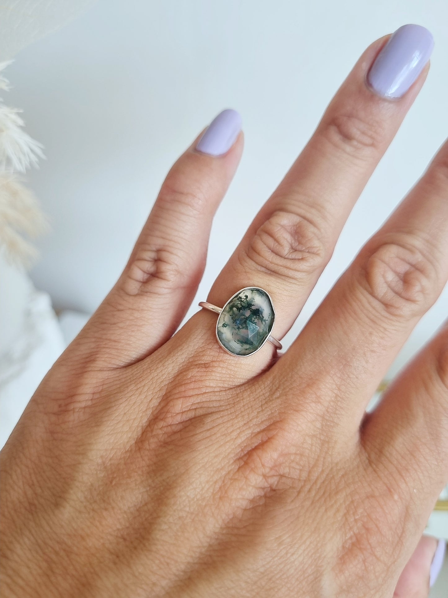 Moss Agate Ring | Size 8