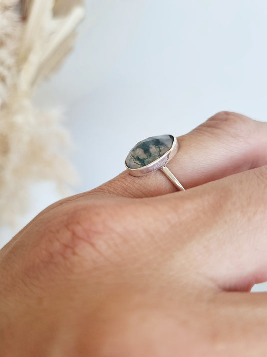 Moss Agate Ring | Size 8