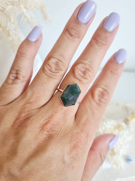 Moss Agate Ring | Size 9