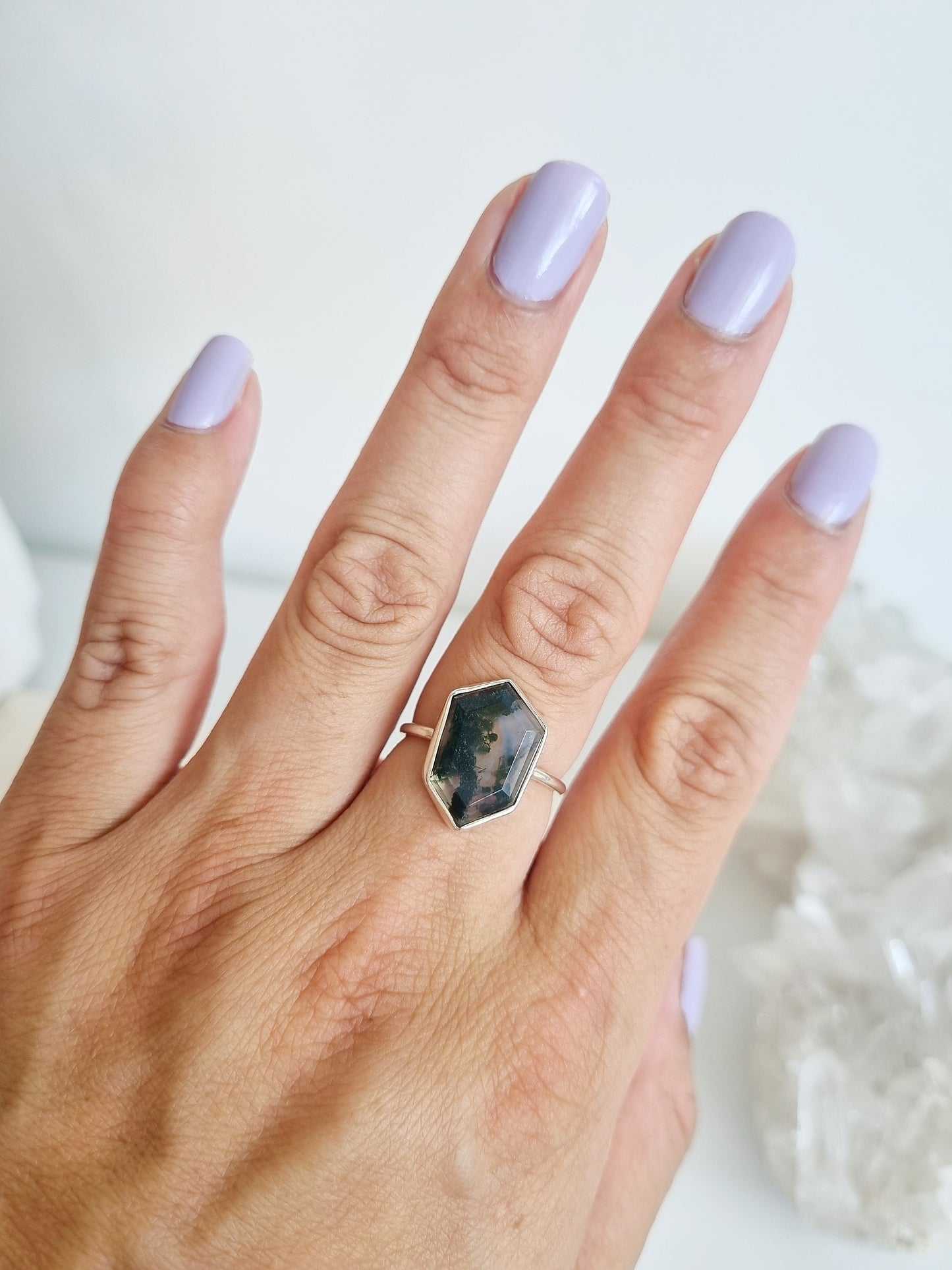 Moss Agate Ring | Size 9