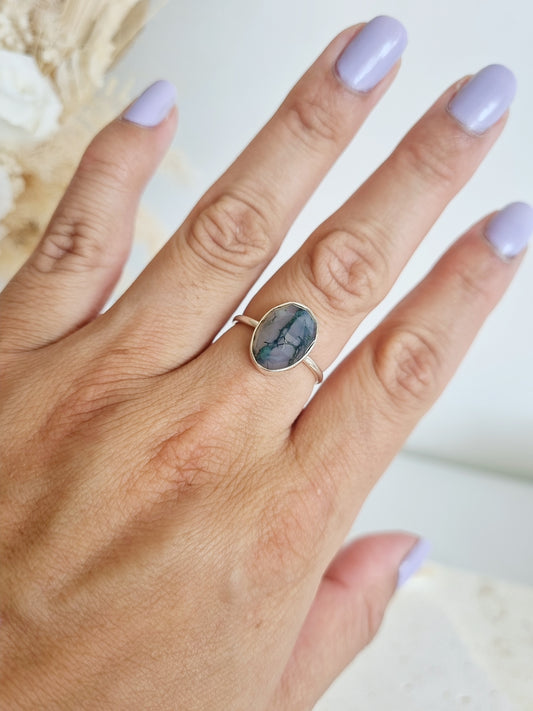 Moss Agate Ring | Size 9