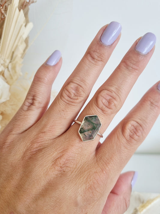 Moss Agate Ring | Size 10