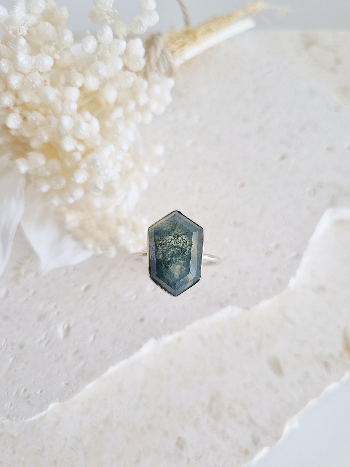 Moss Agate Ring | Size 10