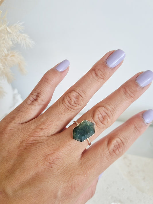 Moss Agate Ring | Size 10