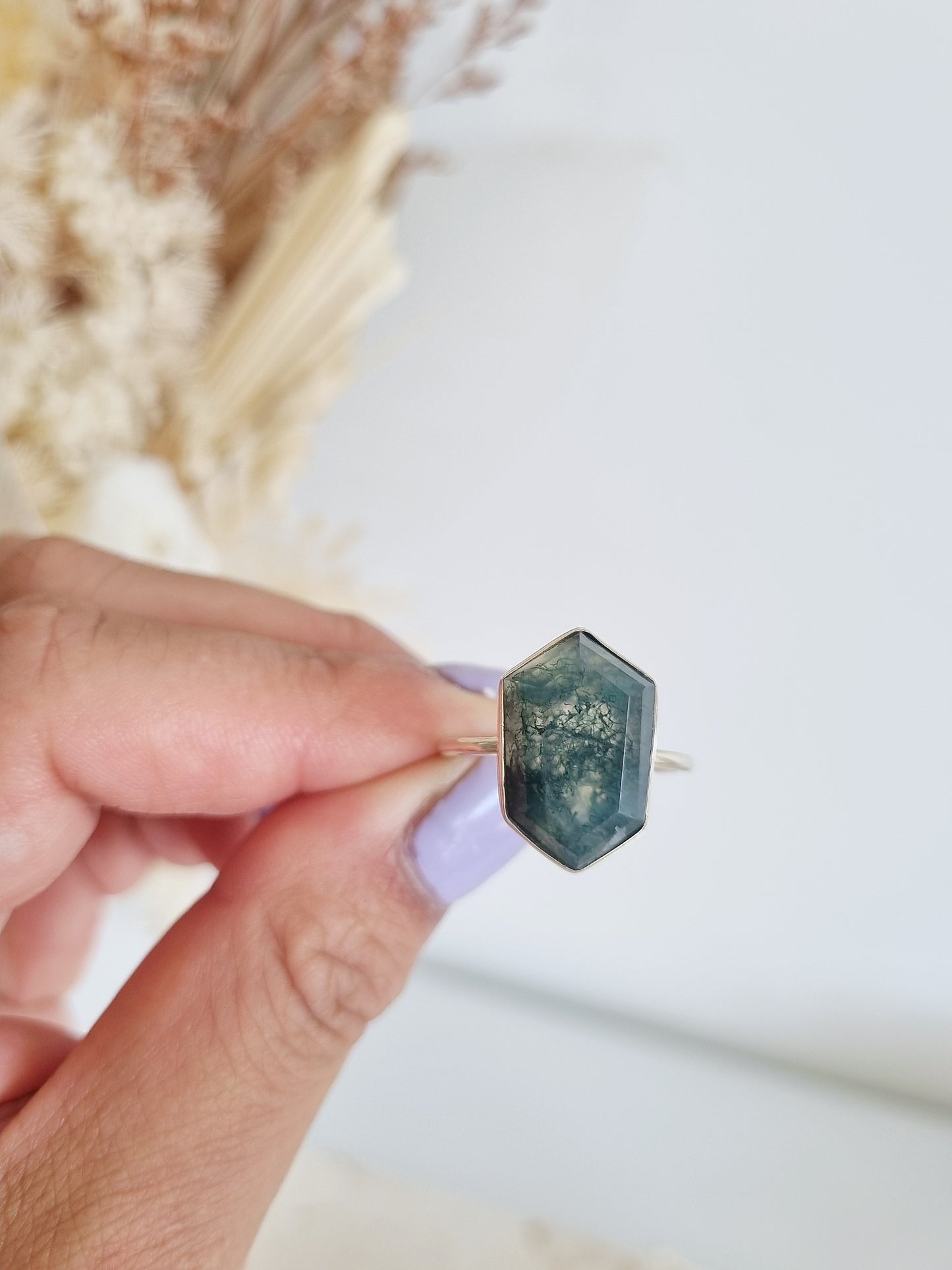 Moss Agate Ring | Size 10
