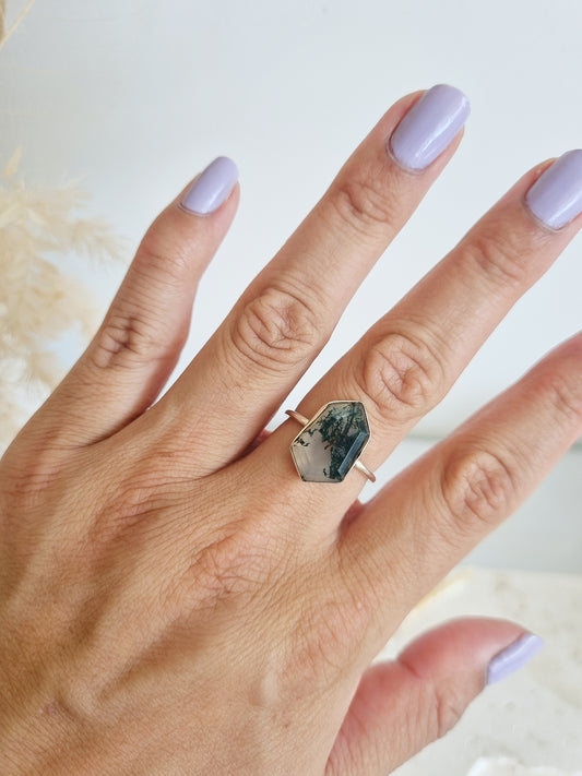Moss Agate Ring | Size 10