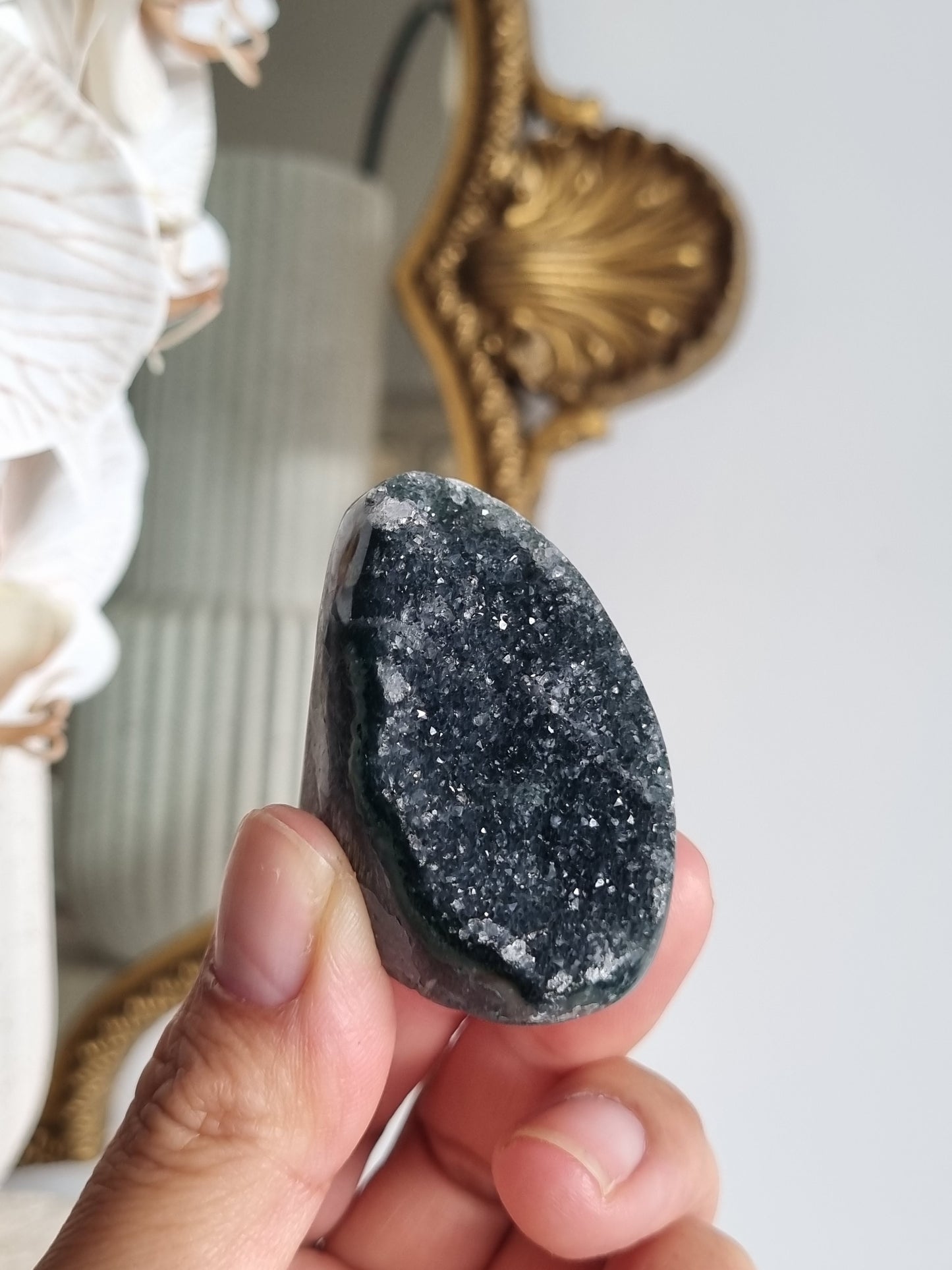 Dark Green Rainbow Amethyst Geode