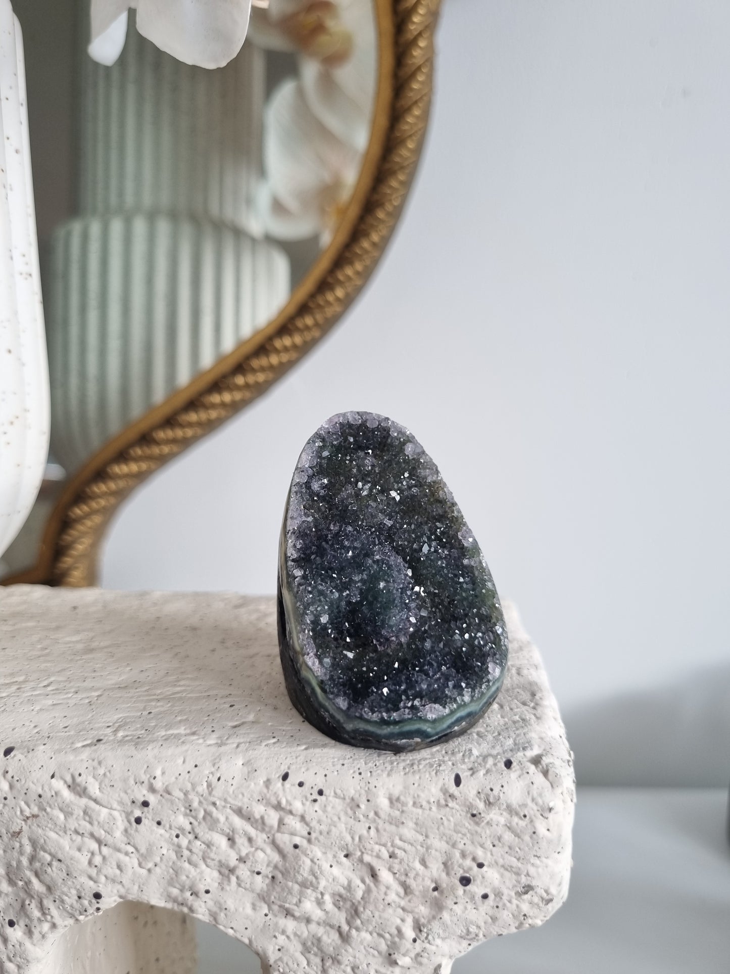 Dark Green Rainbow Amethyst Geode