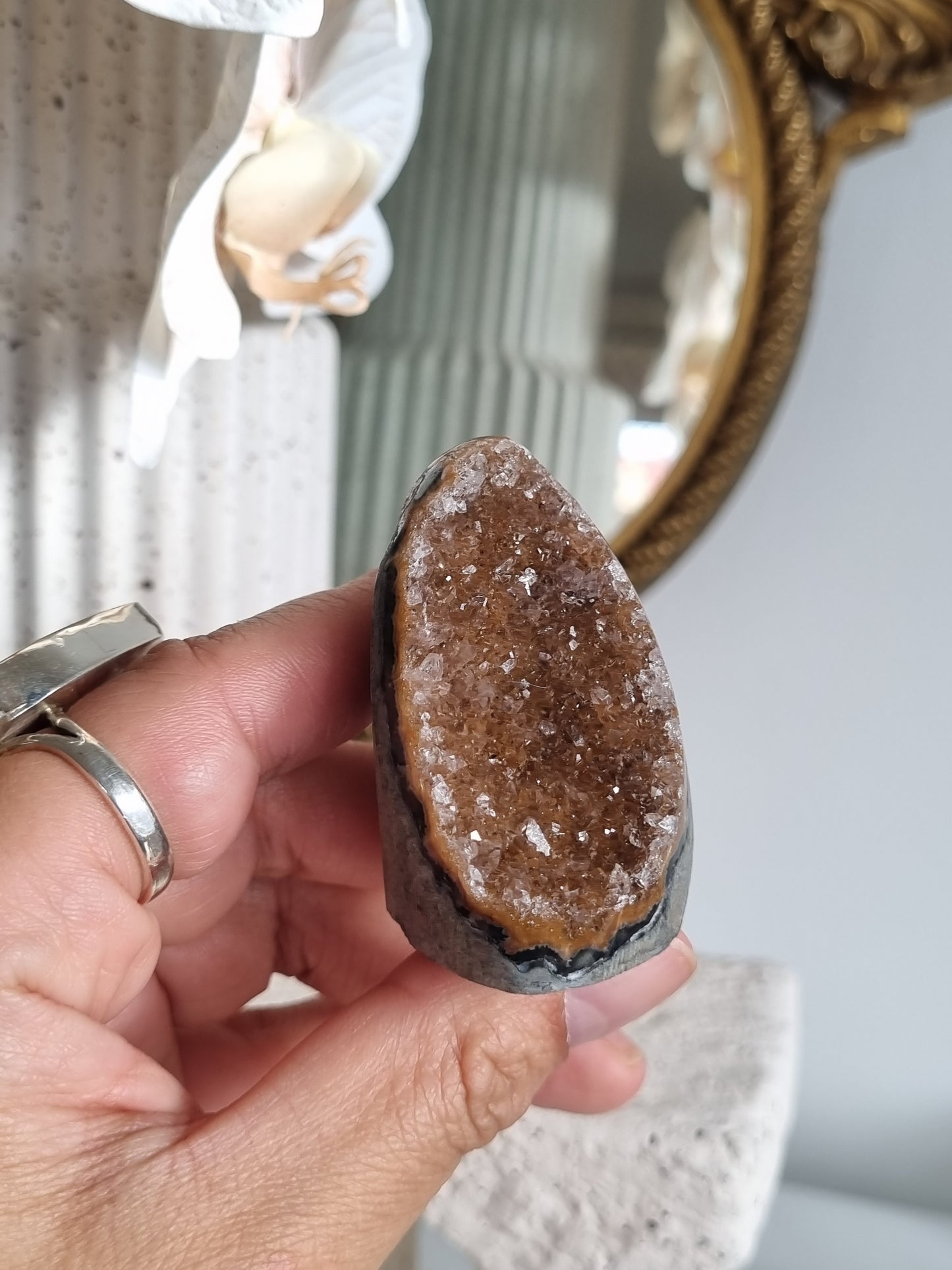 Orange Rainbow Amethyst Geode
