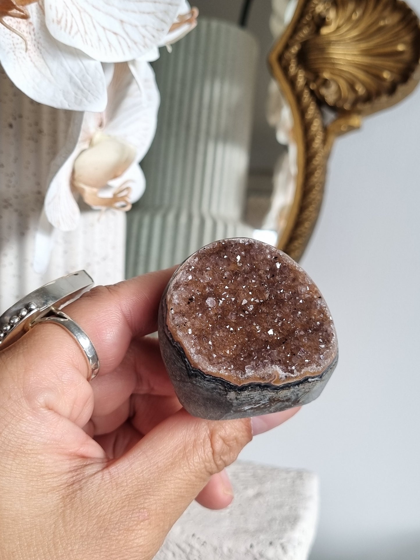 Orange Rainbow Amethyst Geode