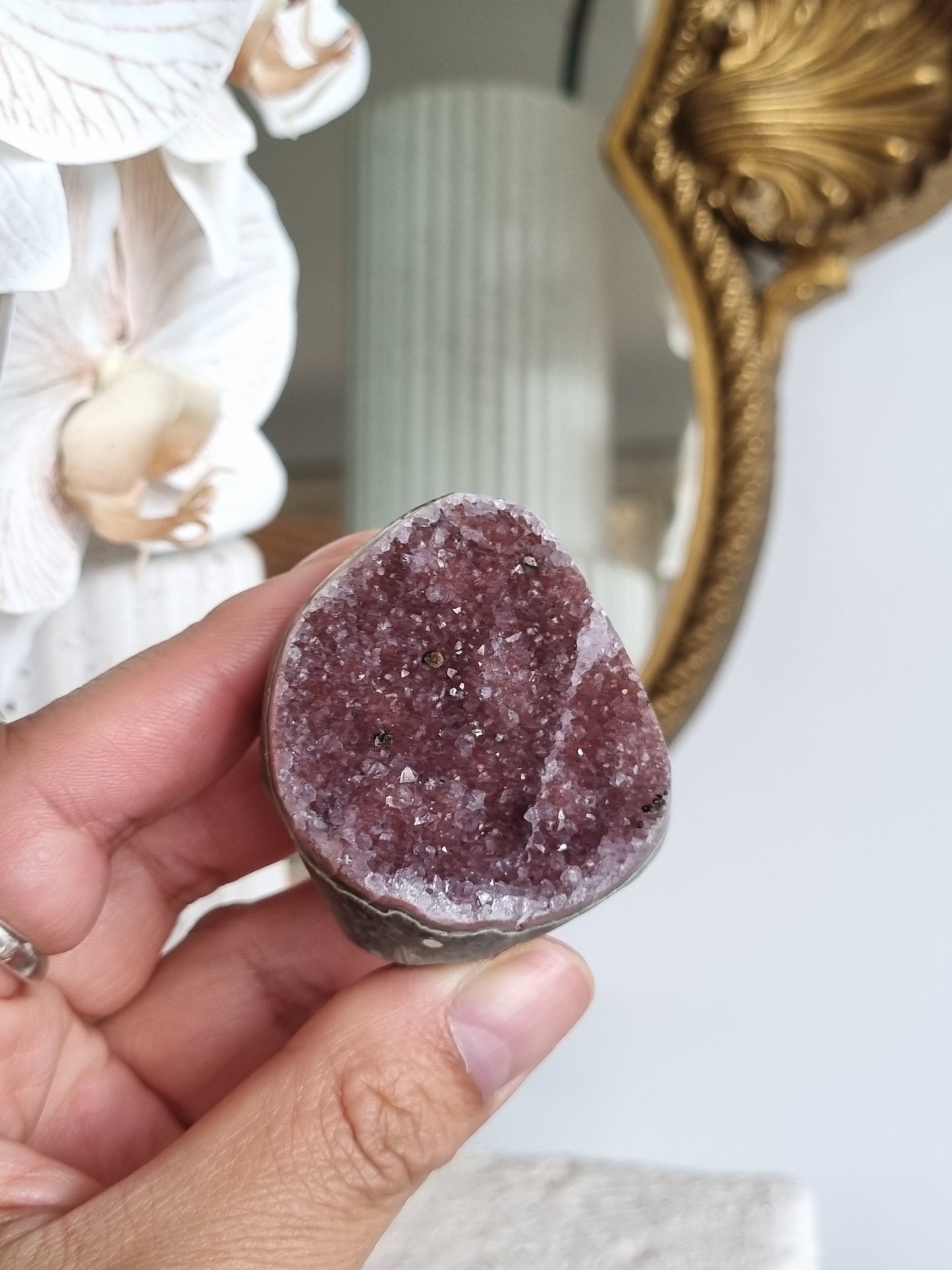 Dark Pink Rainbow Amethyst Geode