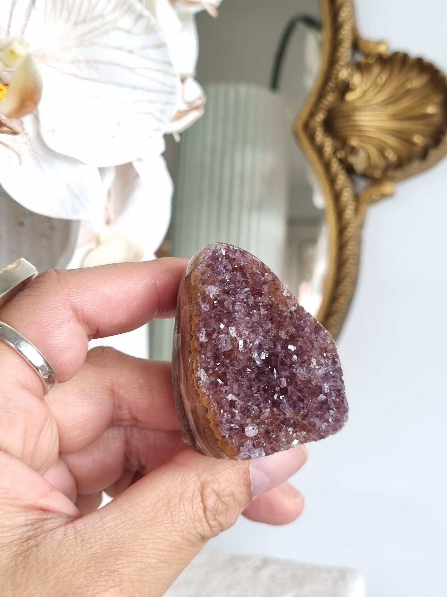Dark Purple Orange Rainbow Amethyst Geode