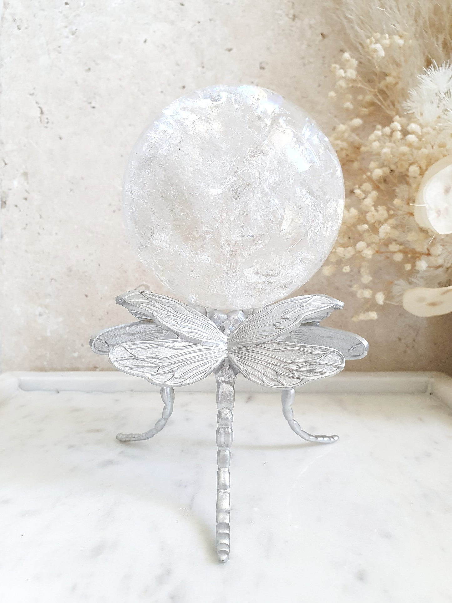 Dragonfly Sphere Stand Silver