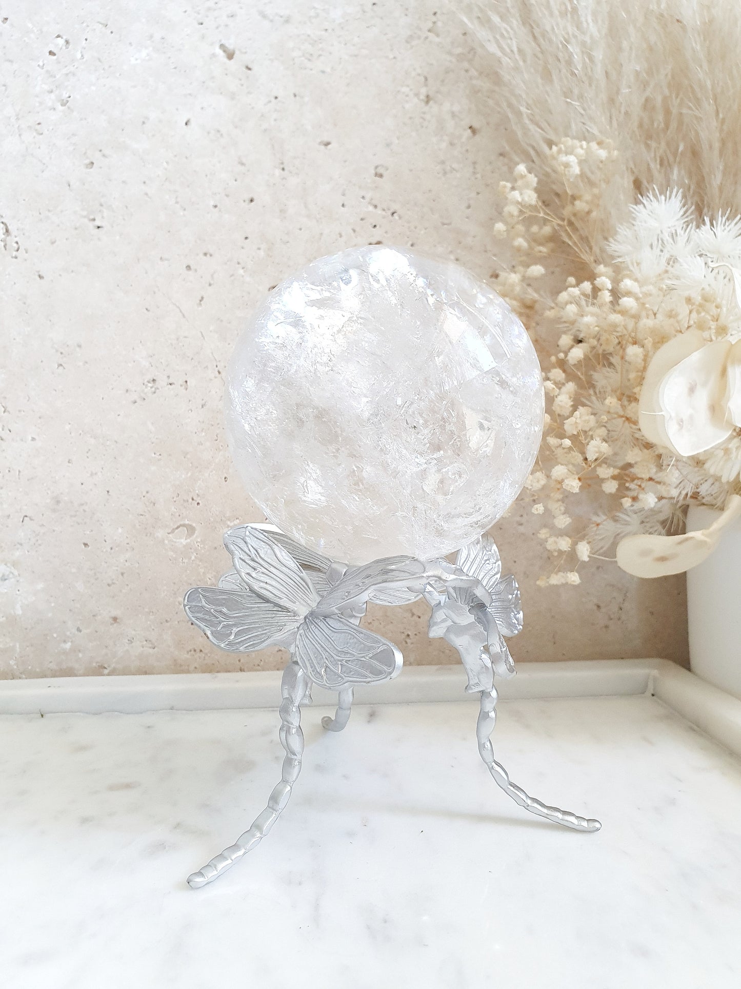 Dragonfly Sphere Stand Silver