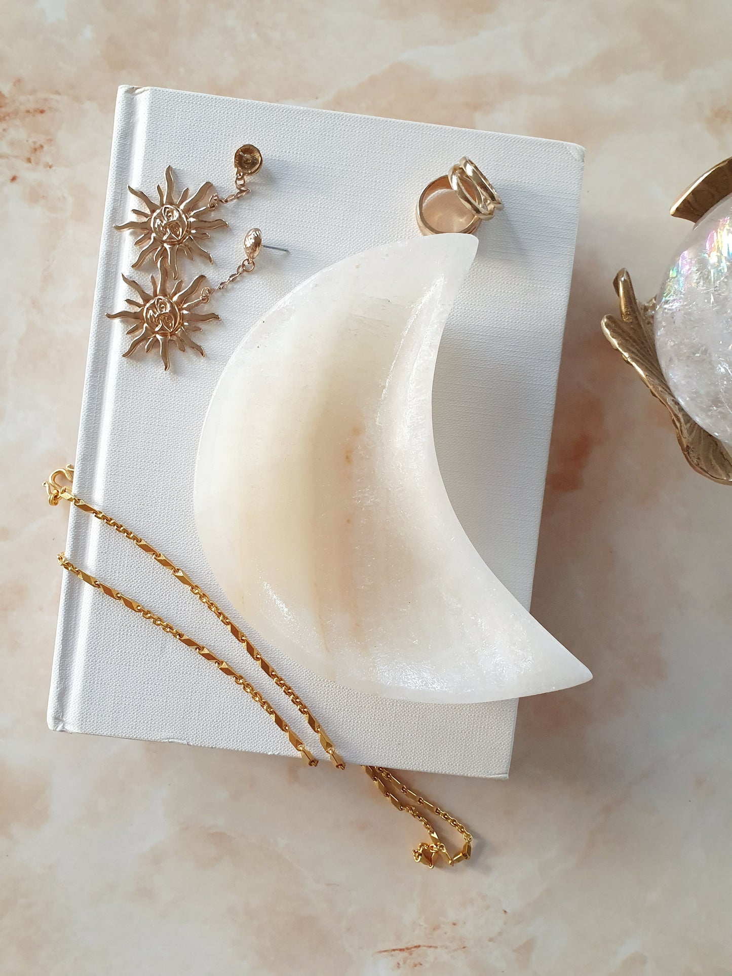 White Onyx Moon Bowl | OMB5