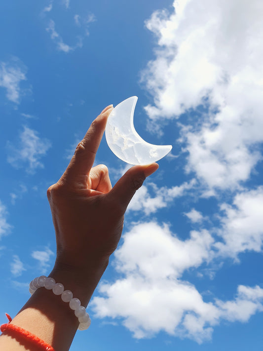 Selenite Moon Carving