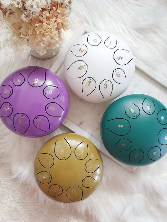 8 Note Tongue Drum | White