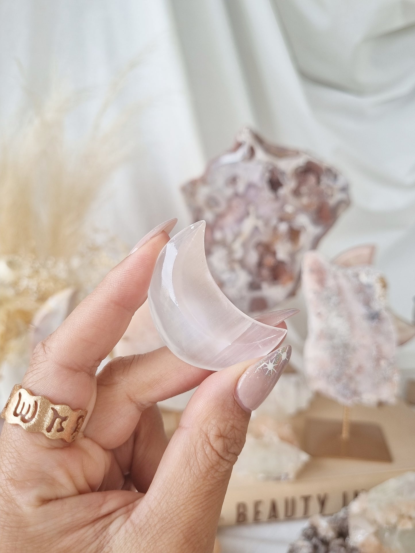 Selenite Puffy Moon