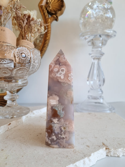 Purple Flower Agate Tower | FAT007