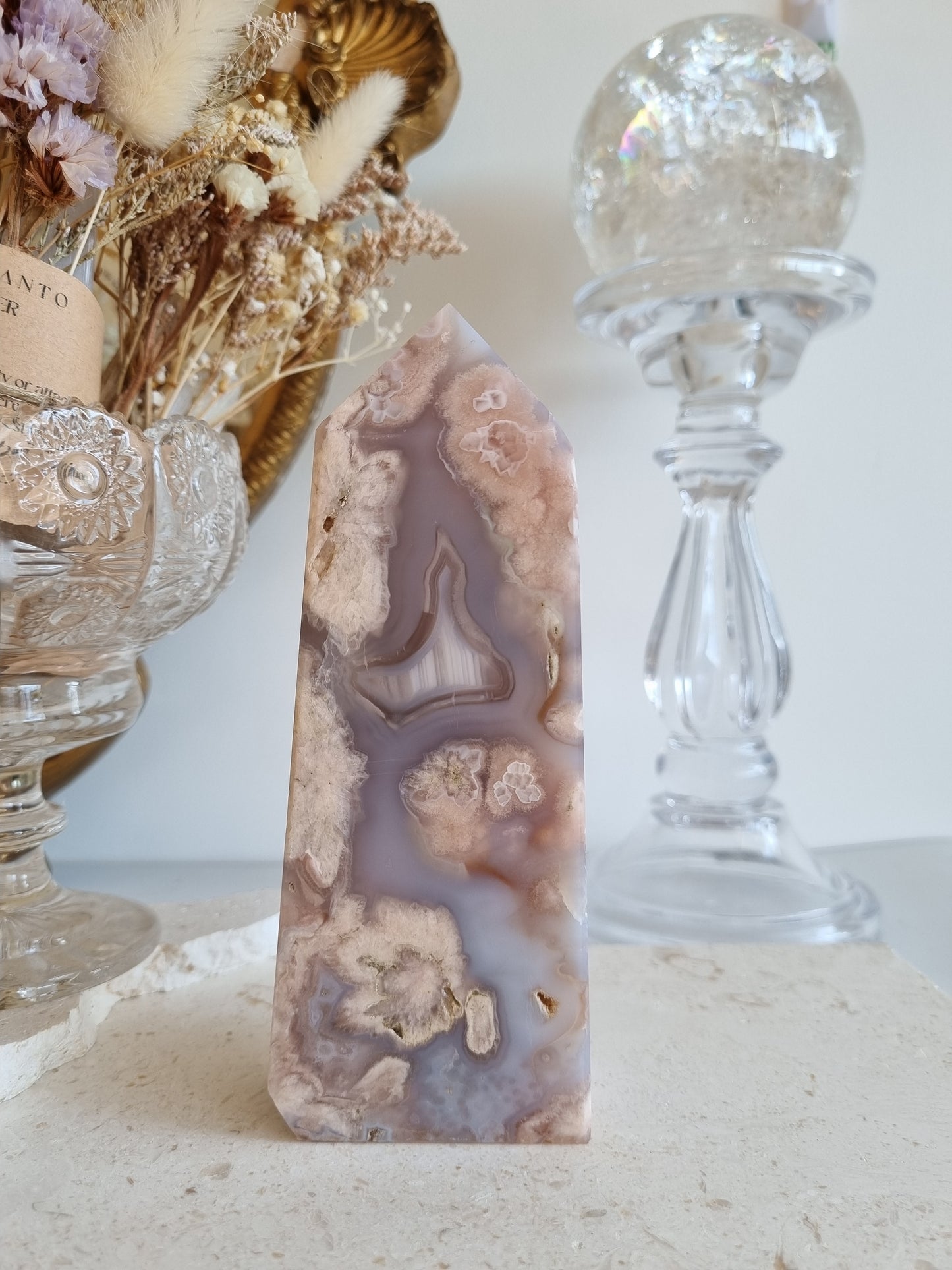 Purple Flower Agate Tower | FAT008