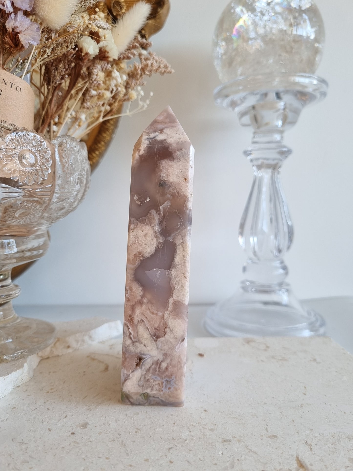 Purple Flower Agate Tower | FAT008