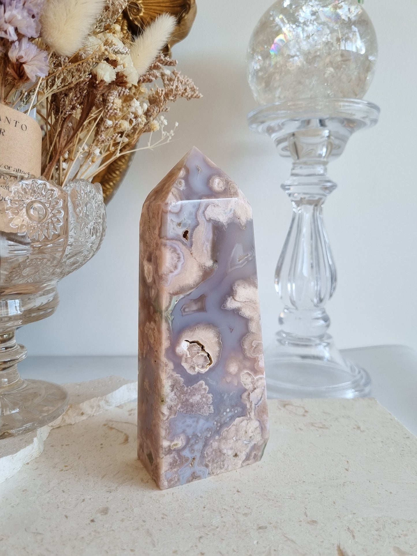 Purple Flower Agate Tower | FAT008