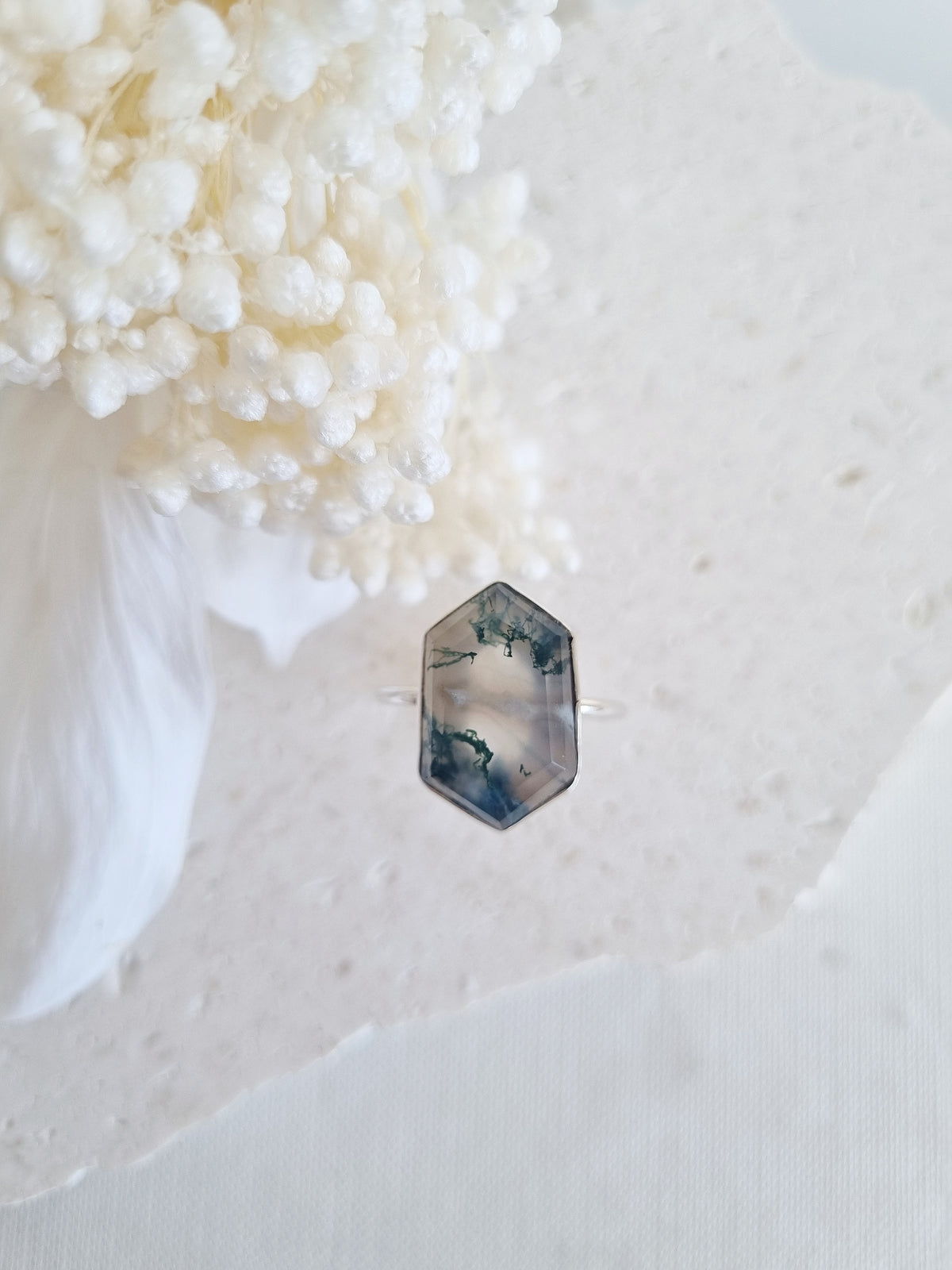 Moss Agate Ring | Size 8
