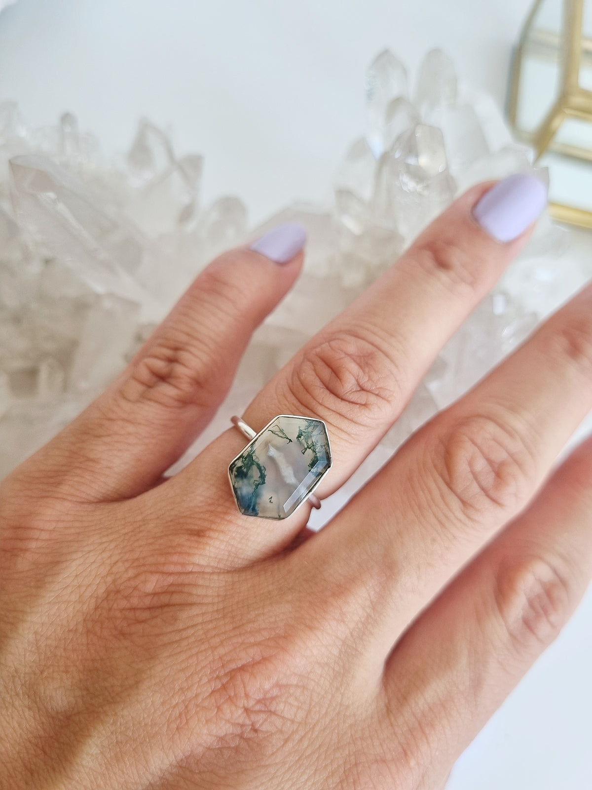 Moss Agate Ring | Size 8