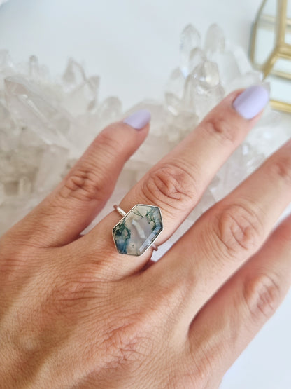 Moss Agate Ring | Size 8