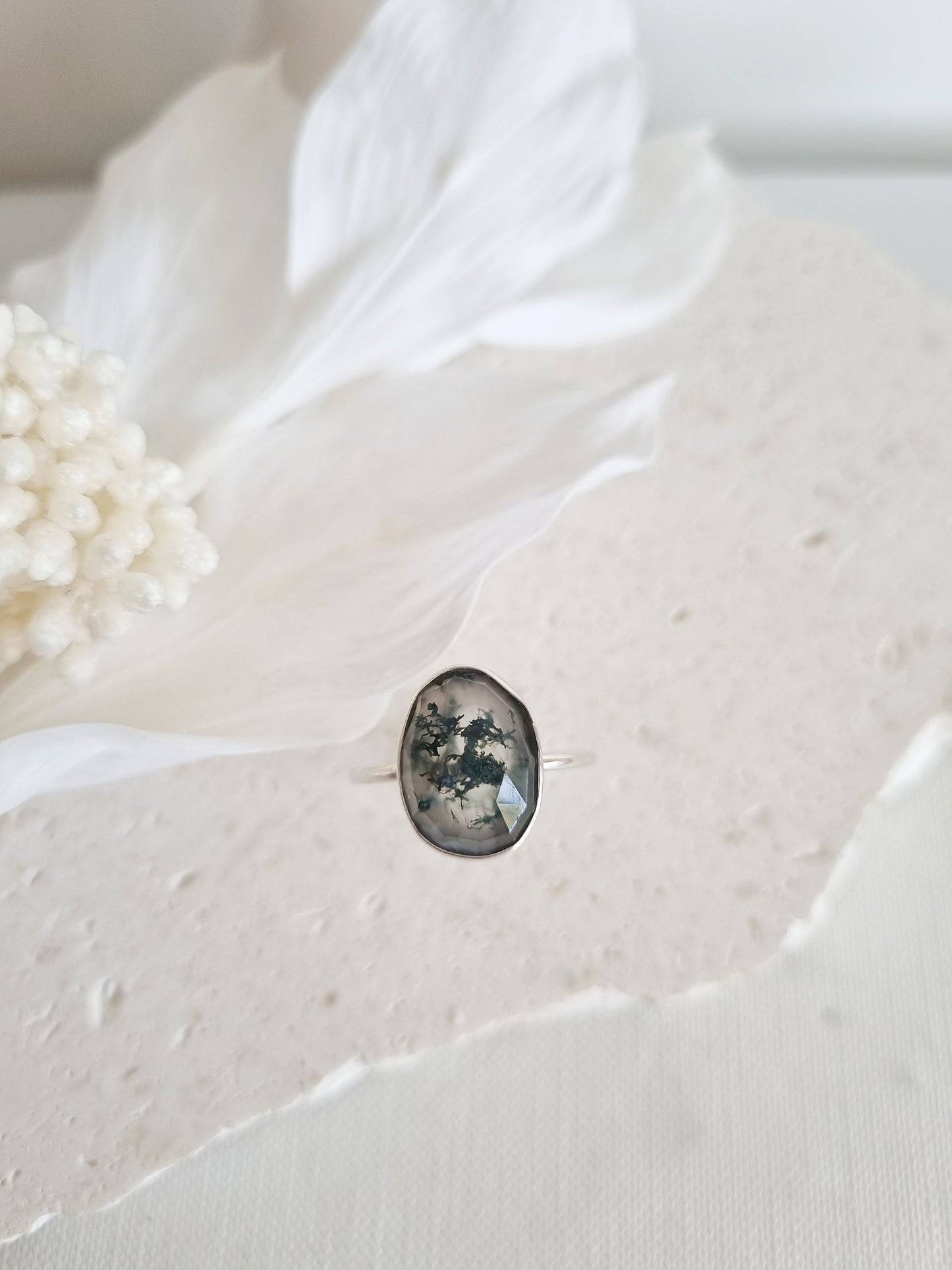Moss Agate Ring | Size 8