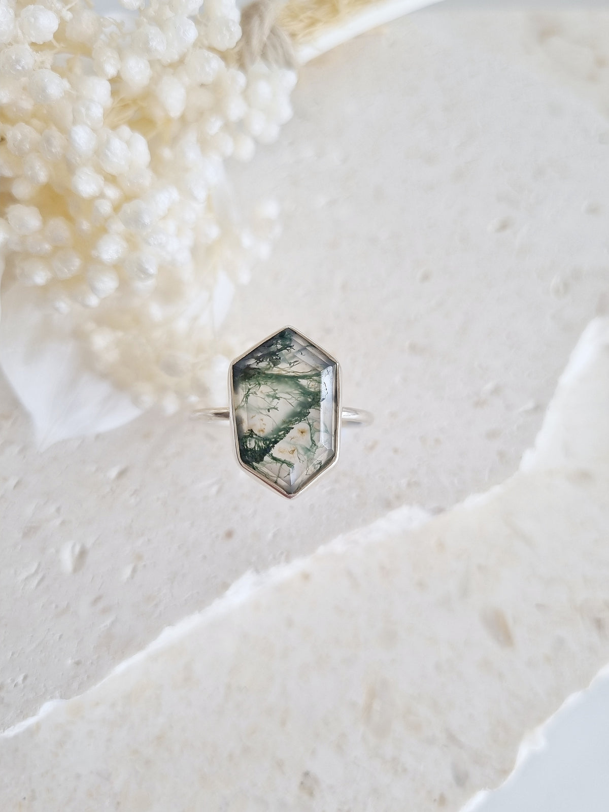 Moss Agate Ring | Size 10