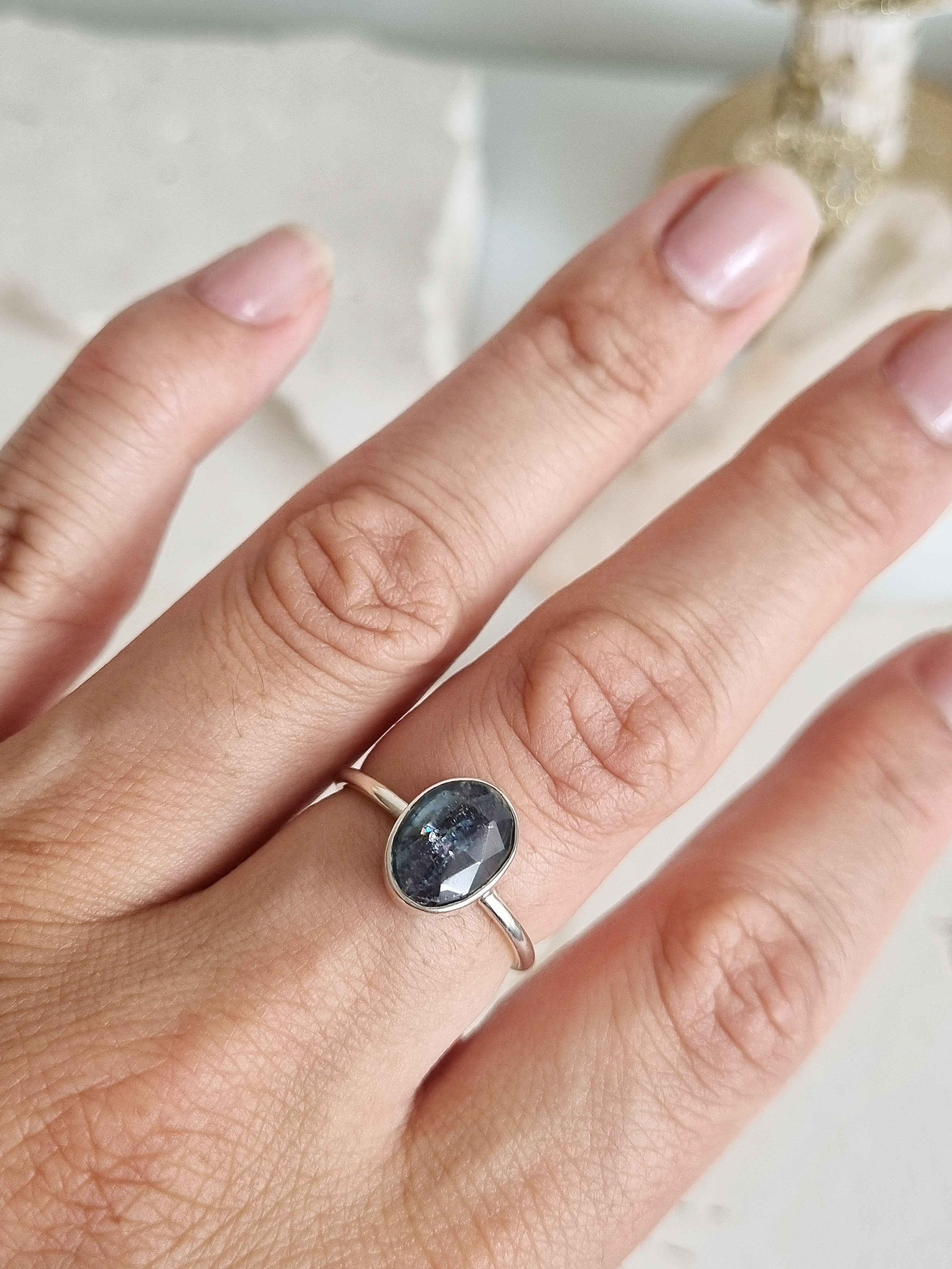 Black kyanite outlet ring