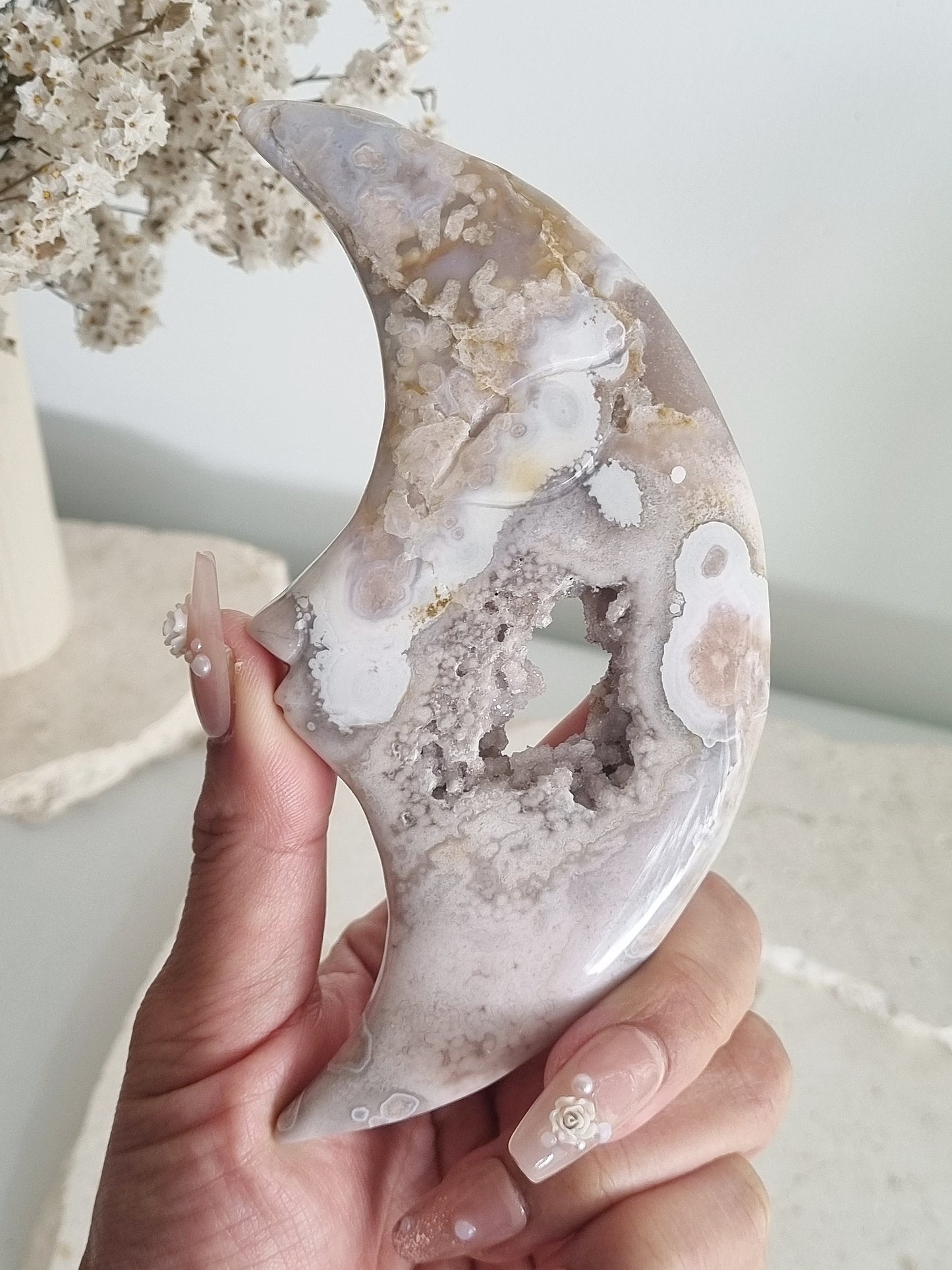 Flower Agate Moon