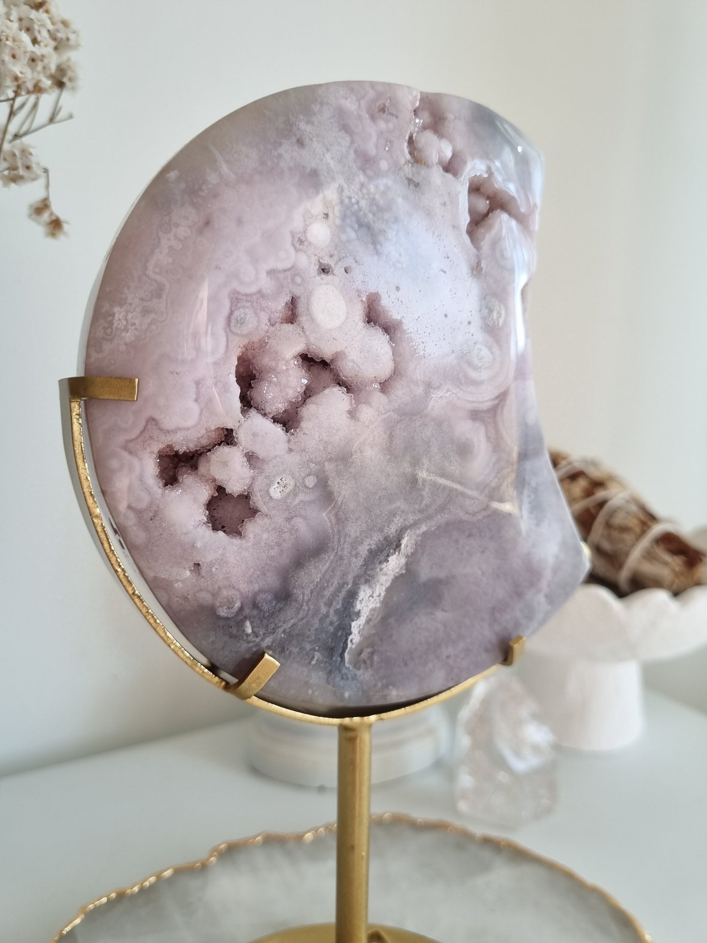 Pink Amethyst Moon on stand