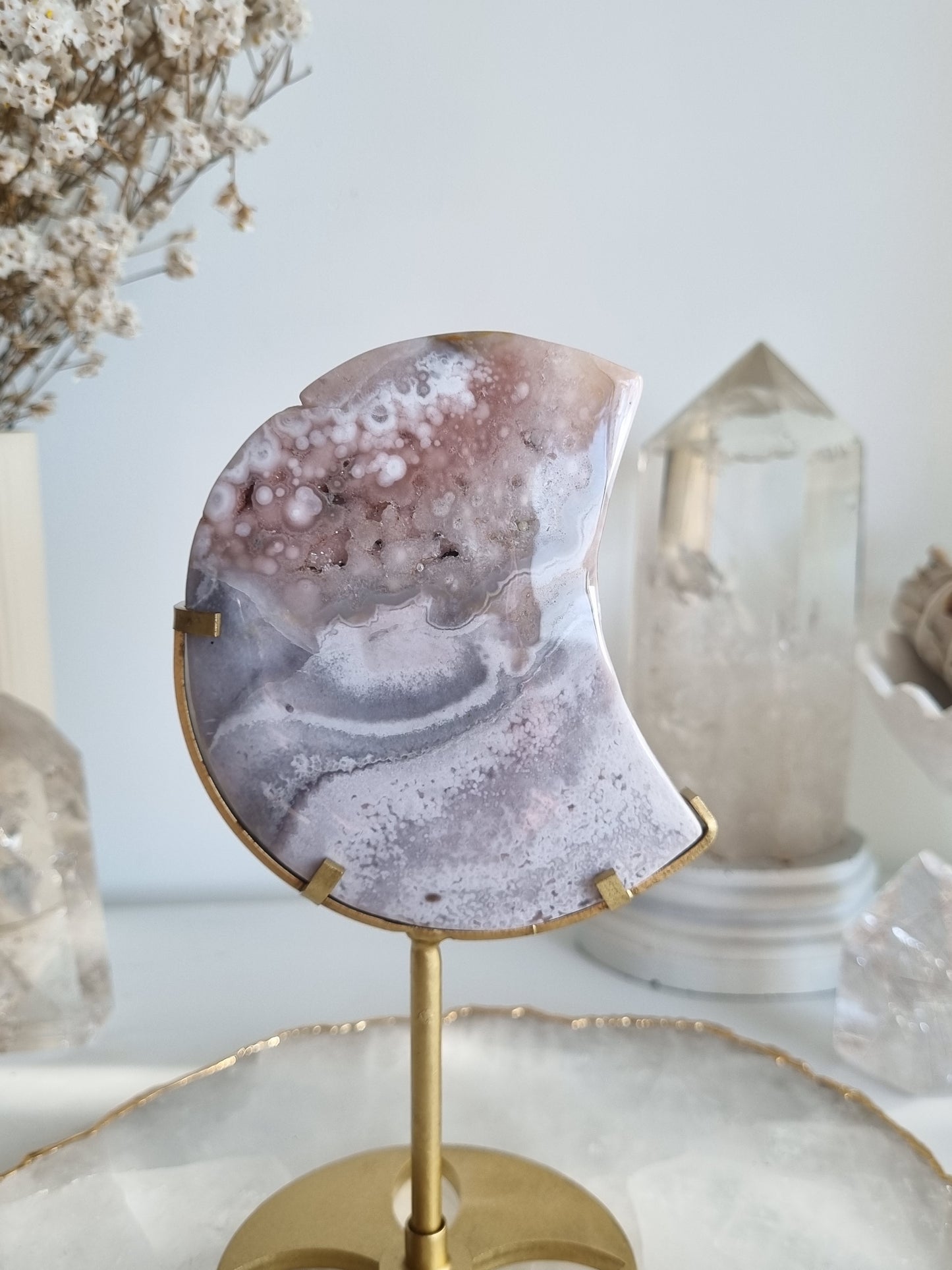 Pink Amethyst Moon on stand