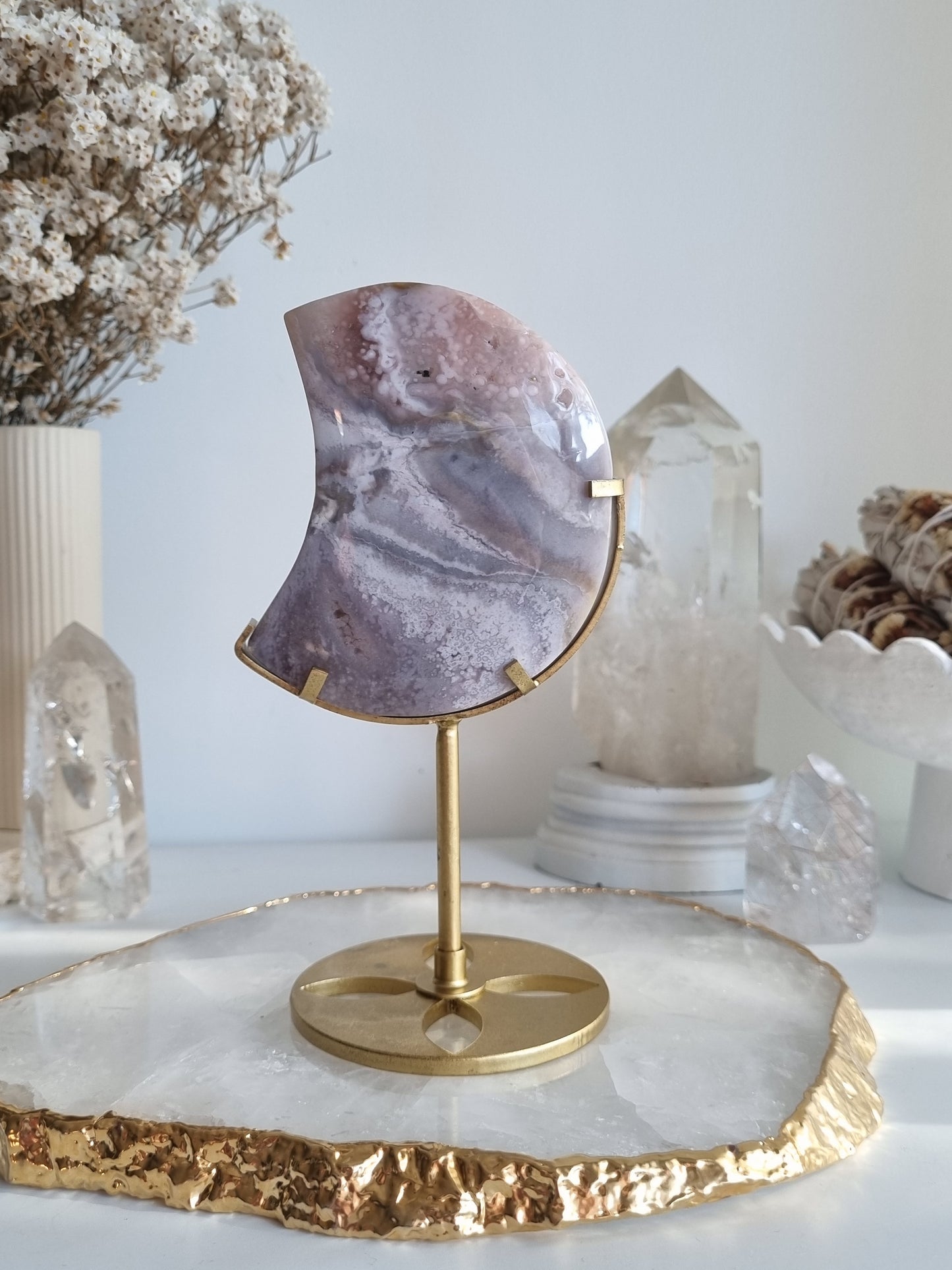 Pink Amethyst Moon on stand