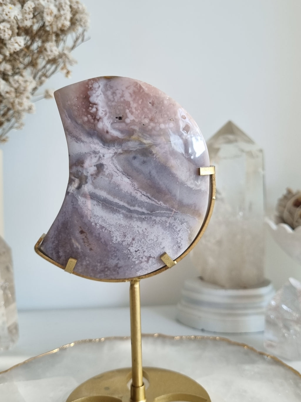 Pink Amethyst Moon on stand
