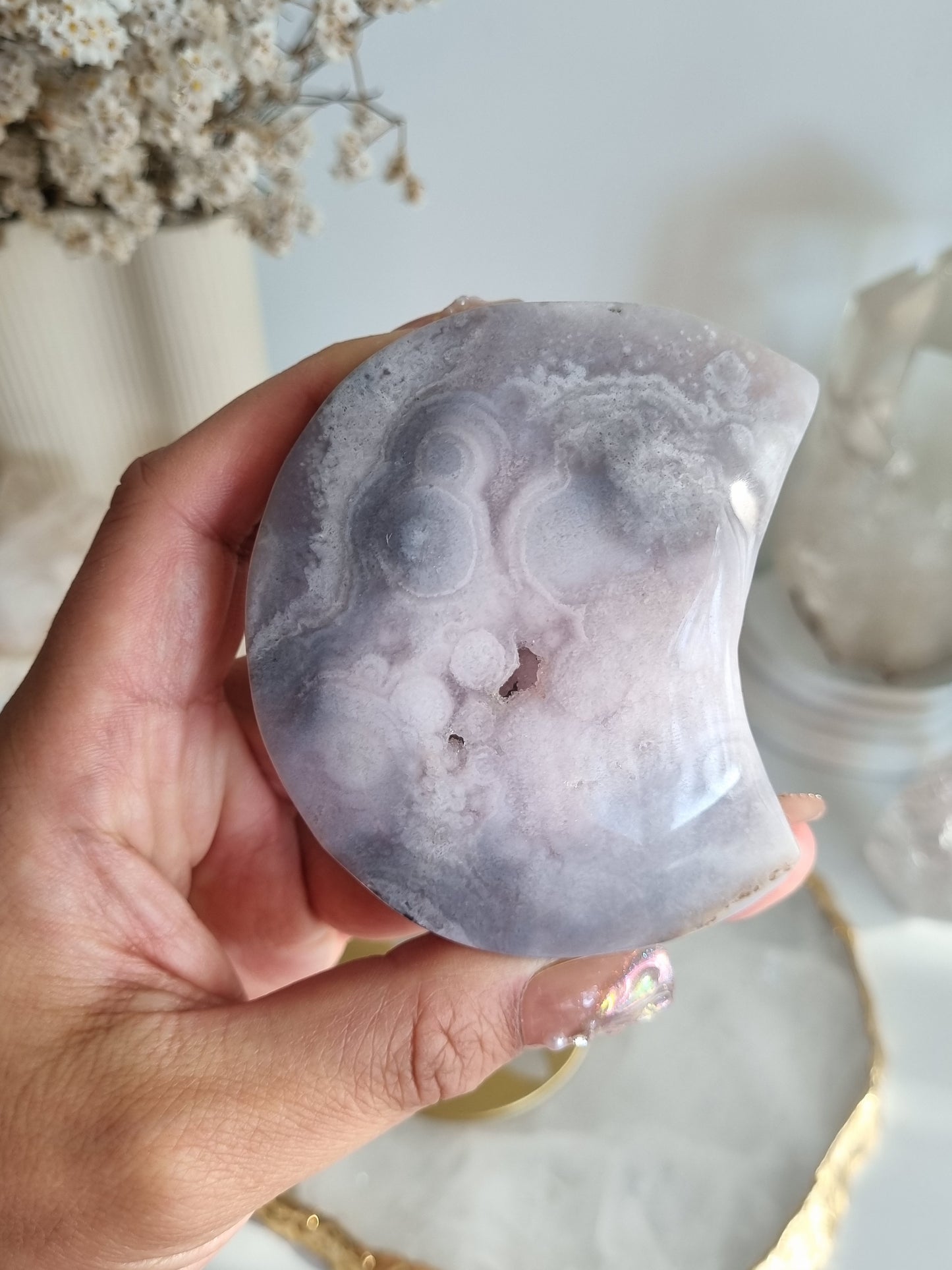 Pink Amethyst Moon on stand