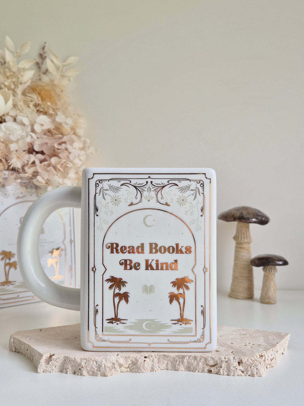 Read Books Be Kind Ceramic Book Mug in White