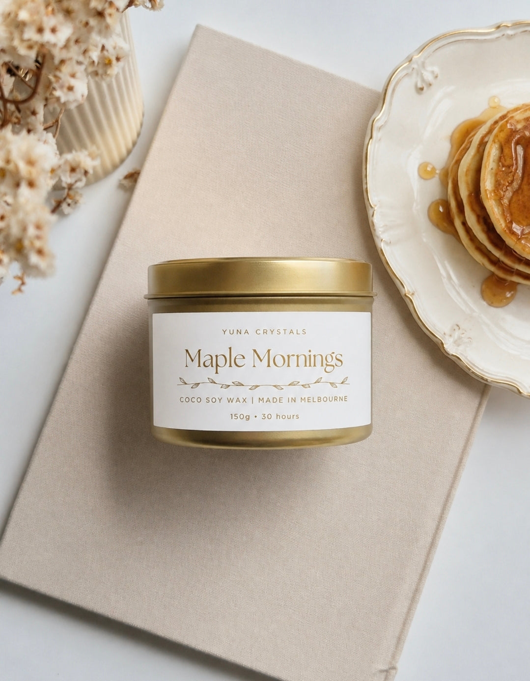 Maple Mornings Coconut Soy Candle with Pancakes
