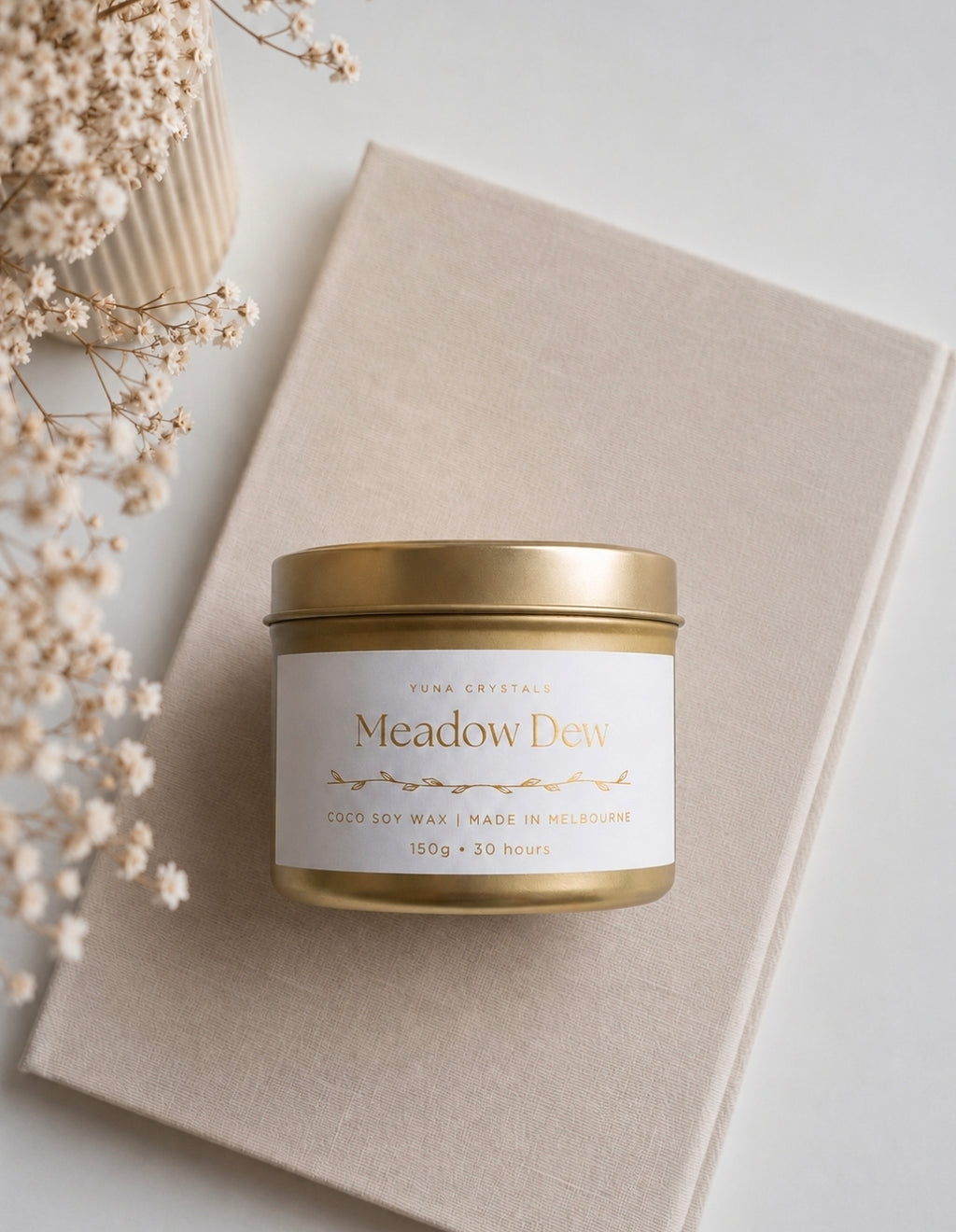 Meadow Dew scented Coconut Soy Candle by Yuna Crystal Scents